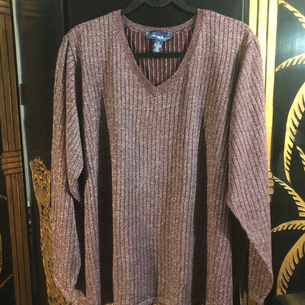 Burgundy and Silver Glitter Sweater- Size 2X